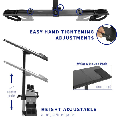 VIVO Universal Laptop Treadmill Desk, Adjustable Ergonomic Notebook Mount Stand for Treadmills Stand-TDML1