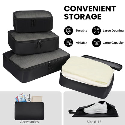 BAGAIL 8 Set/9 Set Packing Cubes Luggage Packing Organizer for Travel, Suitcase Packing Bags for Travel Accessories(Black, 9 Set)