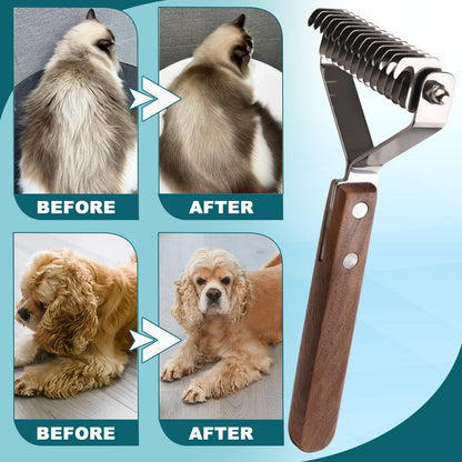onebarleycorn coat king undercoat rake dog grooming comb,dog brushes for Shedding Stripping Brush Pet Dematting Comb for Dogs and Cats(14-Blades-L)