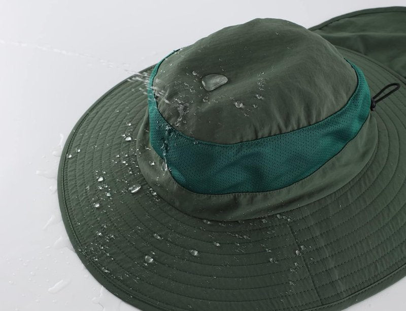 Outdoor UPF50+ Mesh Sun Hat - Wide Brim Fishing Hat with Neck Flap for Men & Women