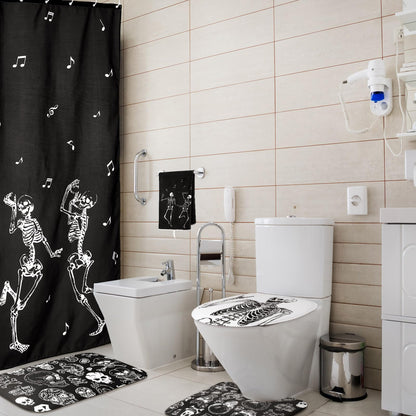 Honoson 8 Pcs Skeleton Shower Curtain Set with Rugs and Kitchen Towels Skeleton Farmhouse Shower Curtain Bathroom Set for Farmhouse Country Summer Halloween Housewarming Gifts Decor