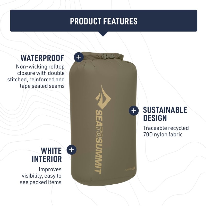 Sea to Summit Lightweight Dry Bag, Multi-Purpose Dry Storage, 3 Liter, Olive Green