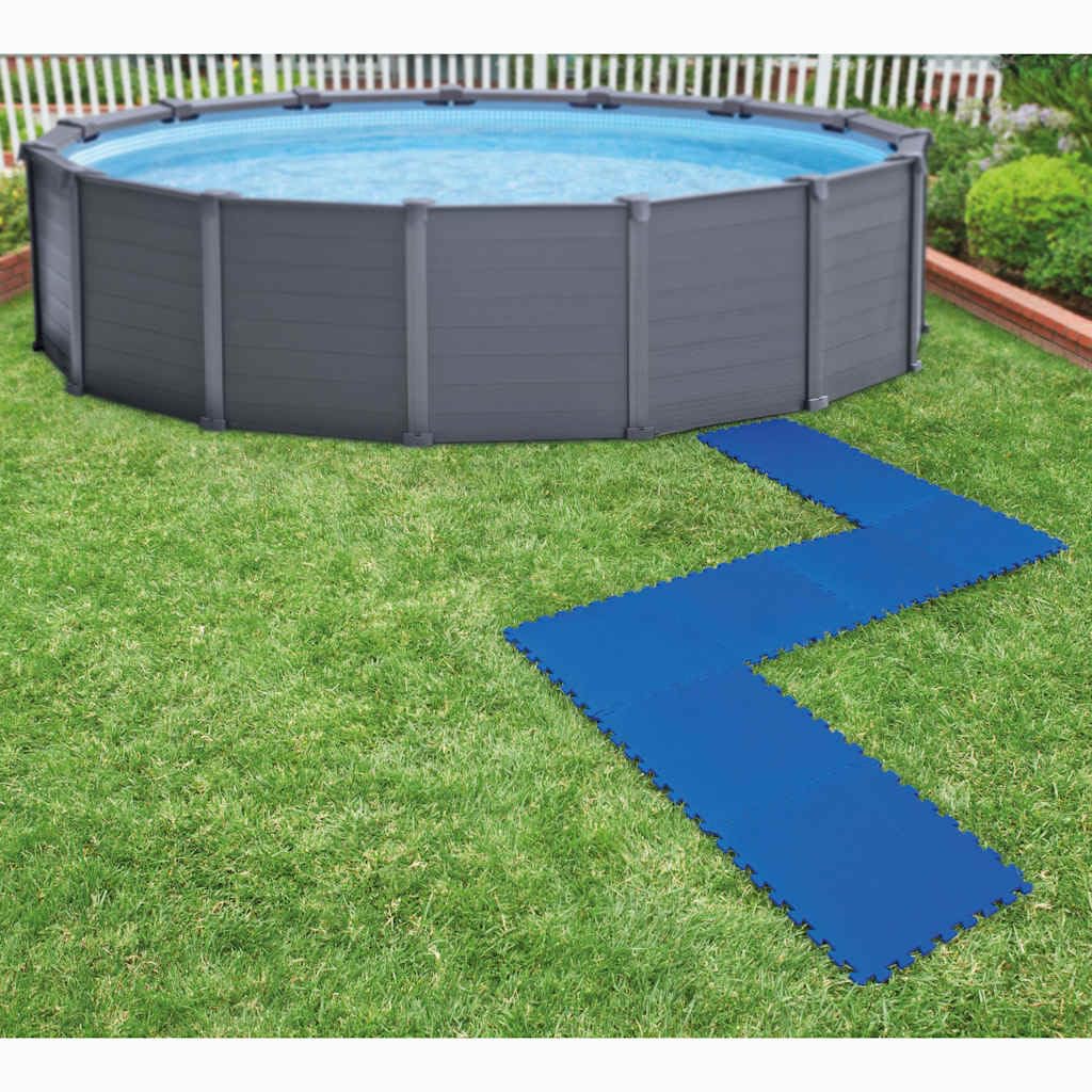 INTEX | Interlocking Padded Floor Protector | 8 interlocking tiles measuring 50x50cm each | Ideal for protection and cushioning around your pool or play area | Blue