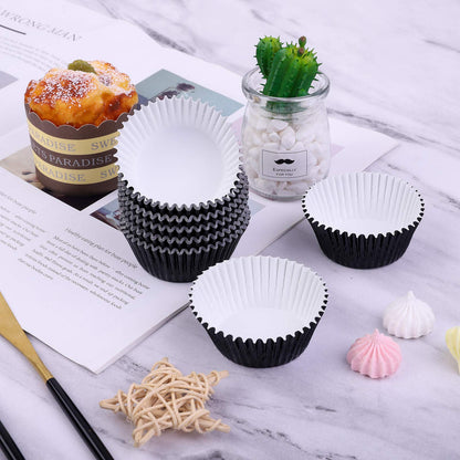 URATOT 100 Pieces Foil Metallic Cupcake Liners Muffin Wrappers Foil Baking Cups Muffin Paper Cases, Black