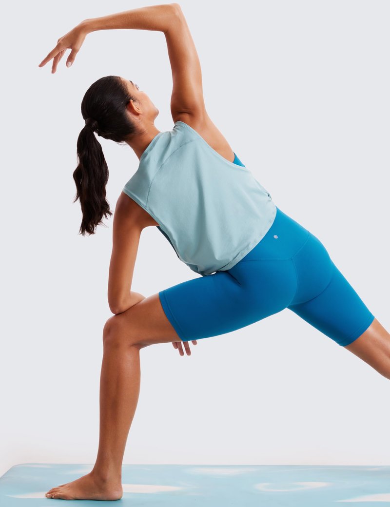 CRZ YOGA Pima Cotton Large Armhole Tank Tops for Women - Workout Sport Athletic Yoga Running Gym Loose Crop Sleeveless Shirts Deep Armhole-Pure Blue XX-Small