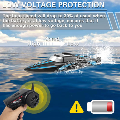 VOLANTEXRC RC Boat Remote Control Boat for Pools and Lakes, 20+ mph Self Righting Racing Boats with Rechargeable Battery&Low Battery Alarm for Adults (79503-1)