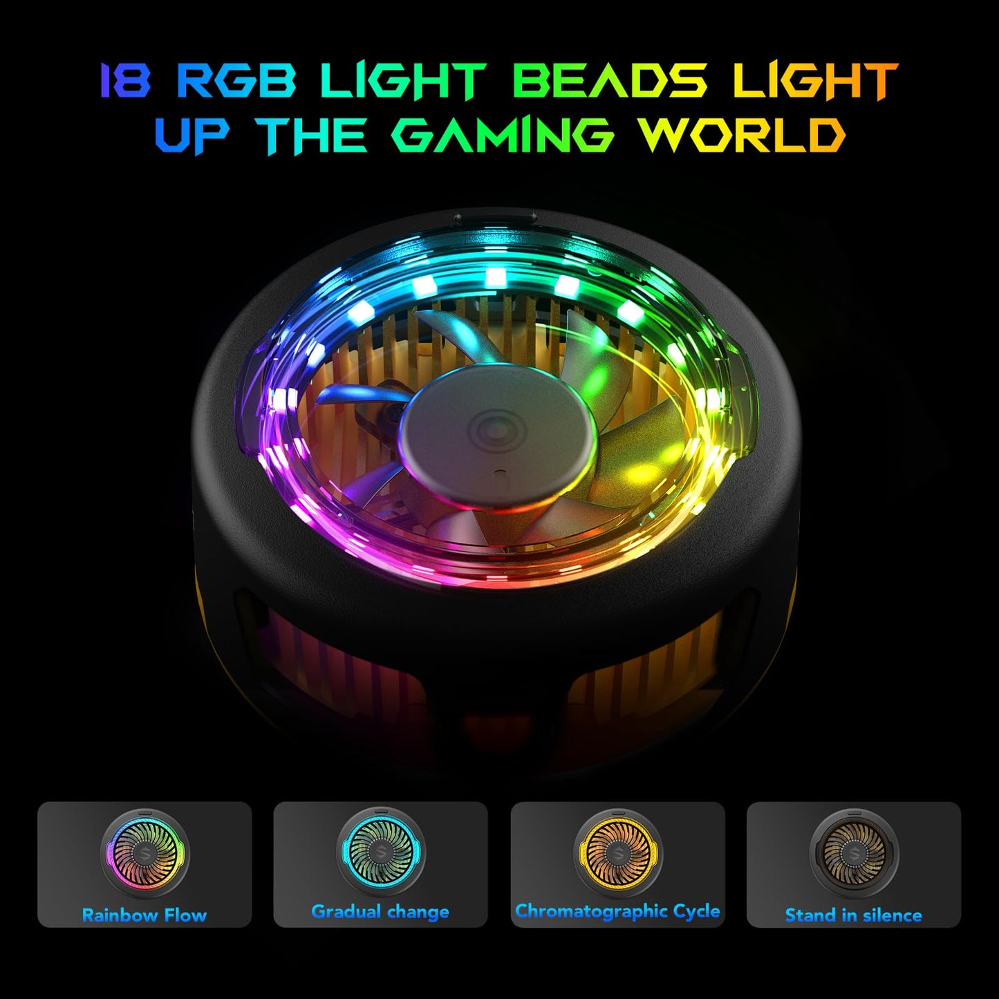 Black Shark FunCooler 5 Magnetic Cell Phone Cooler for Gaming, Portable Mobile Phone Cooling Fan with RGB Light, Cellphone Radiator for iPhone Magnetic Series/Android/Tablet/iPad (Black)