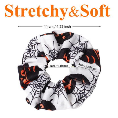 12PCS Halloween Hair Scrunchies Soft Fall Pumpkin Skull Ghosts Bat Spider Web Hair Ties Scrunchy Elastics Hair Bands Gifts Ponytail Holder Accessories for Women Girls (12PCS-Halloween)