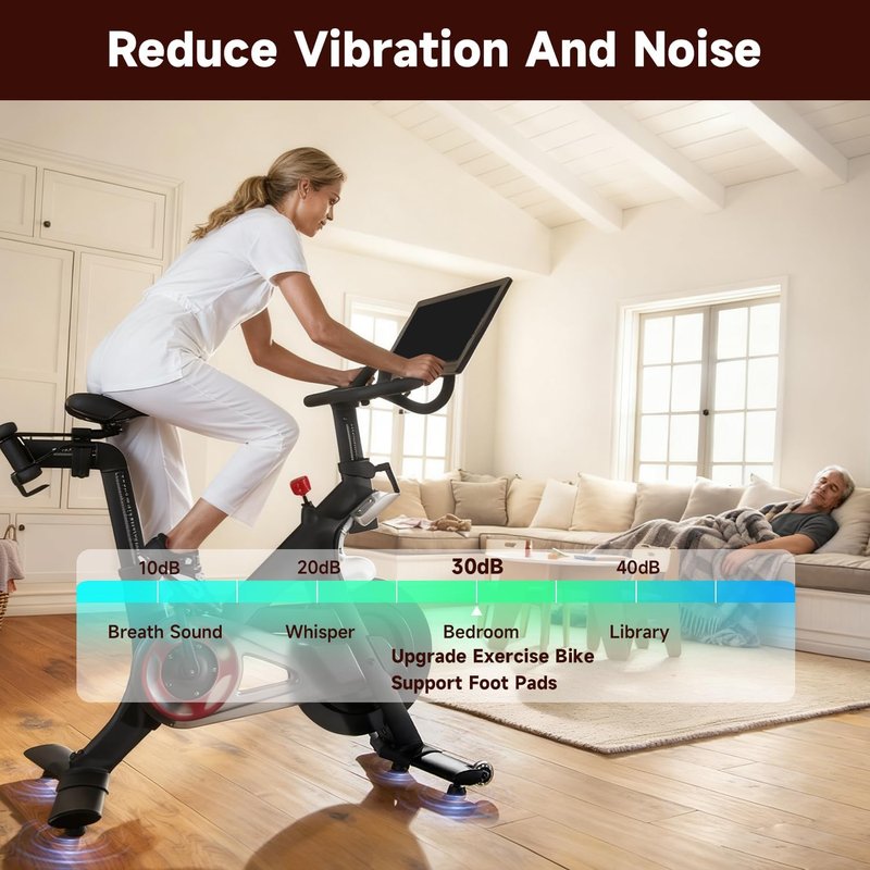 AIYOYOLIFE 4 Pack Exercise Bike Support Foot Pads Compatible with Peloton OG & Plus, Upgrade Stainless 3/8" Leveling Screws Feet Adjustable, Noise Reduction, Anti-Slip Rubber Shock-Absorbing