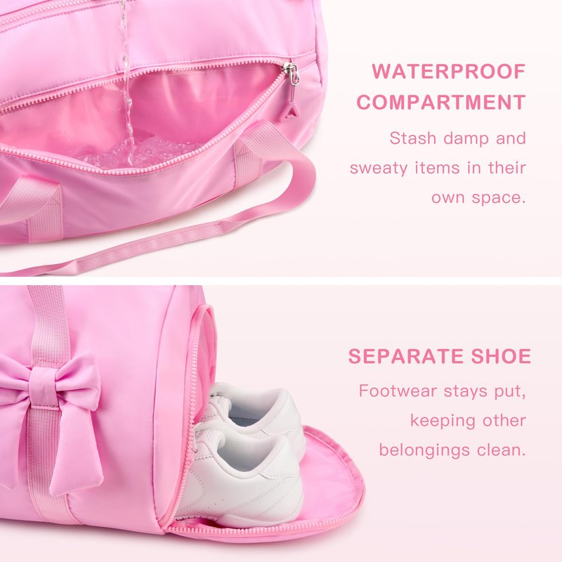 STELLE Dance Bag for Girls Pink Gymnastics Duffle Bag with Shoe Compartment Kids Cheer Bags Ballet Gifts Sports Gym Travel(Taffy Pinkt,F)