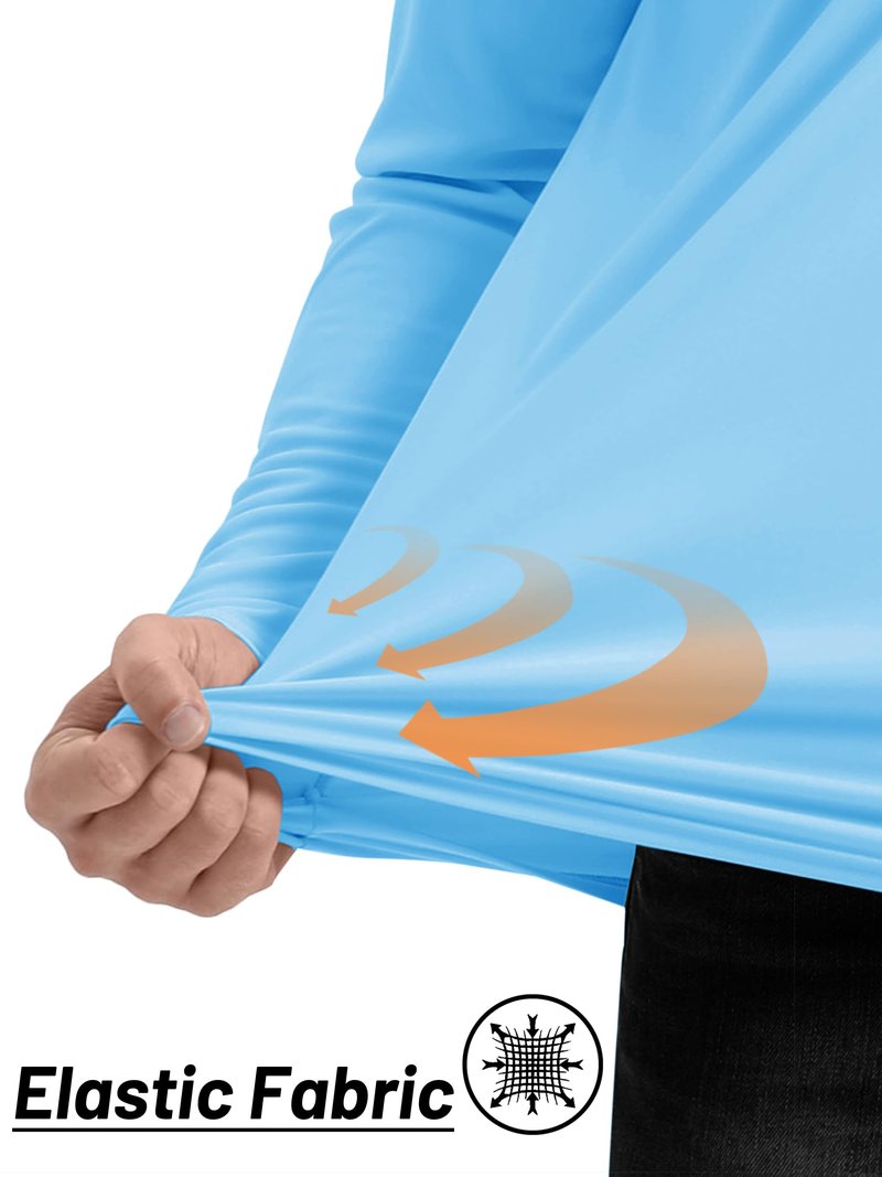 TACVASEN Long Sleeve Swim Shirts for UPF 50+ Sun Protection Shirts Quick Dry Rash Guard Outdoor 1/4 Zip T-Shirts Waterfall Blue XXL