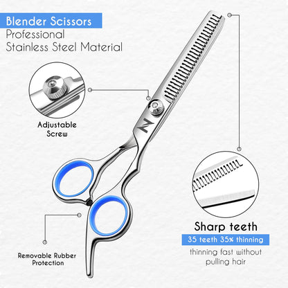 Dog Grooming Scissors Set, Pet Cat Hair Cutting Trimming Scissors - Straight with Leather Pouch – Stainless Steel (Pet Scissor Set)