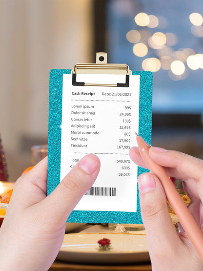 Acrylic Clipboards, Fashion Glitter Clipboard, Size 4" x 6", Cute Confetti Clipboards for Women, Desk Office Supplies and Accessories.Teal