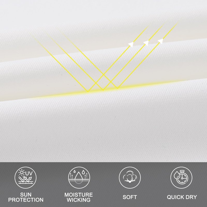 Men's Long Sleeve Rash Guard Swim Shirts UPF 50+ Sun Protection Dry Fit T-Shirt Athletic Tops for Running Hiking Fishing White XL