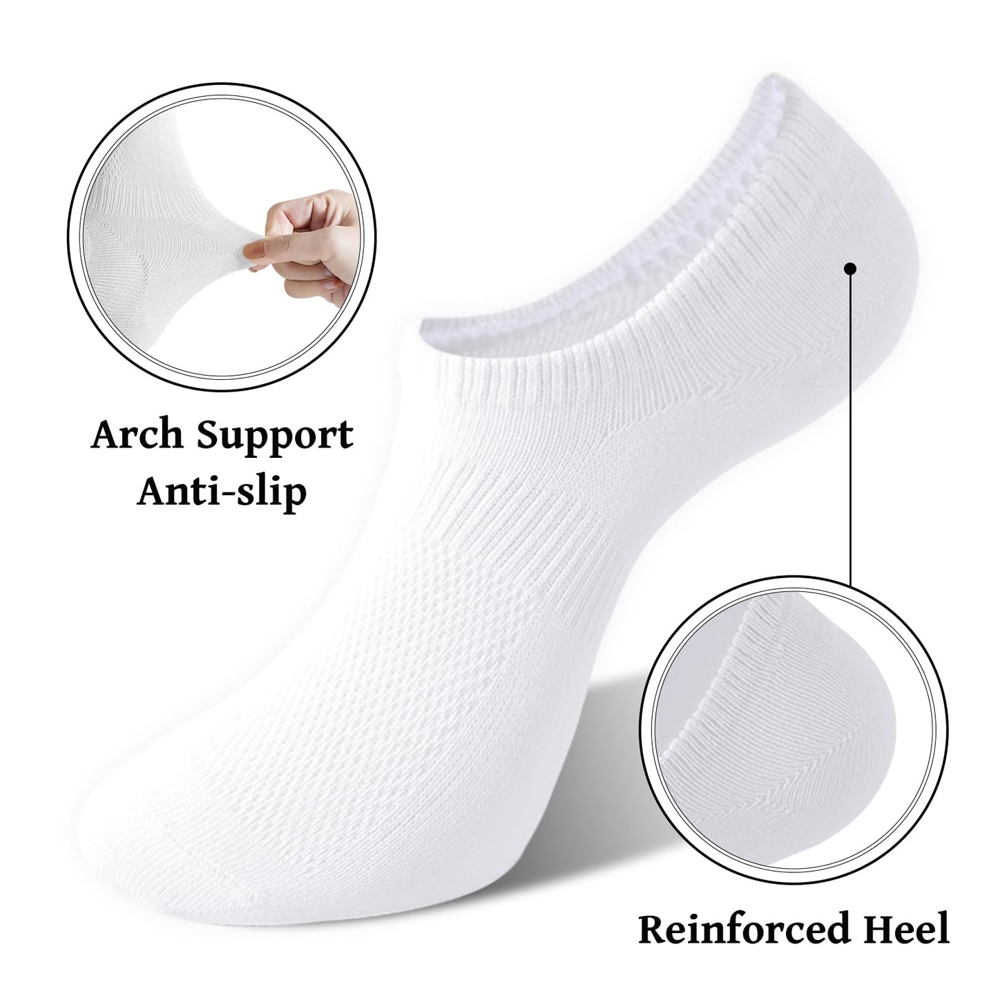 Irisbear Womens No Show Socks Thin Cotton Non Slip Low Cut Socks Black 5-8