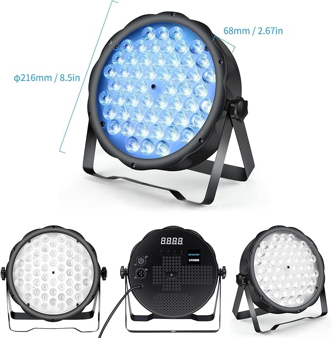 BETOPPER LED Par Lights 54 x 1.5W, RGB Stage Lights DMX DJ Lighting Sound Activated with Stand, Strobe Light & Wash Par Lighting DMX for Parties, Church, Wedding, Bars, 4 Pack