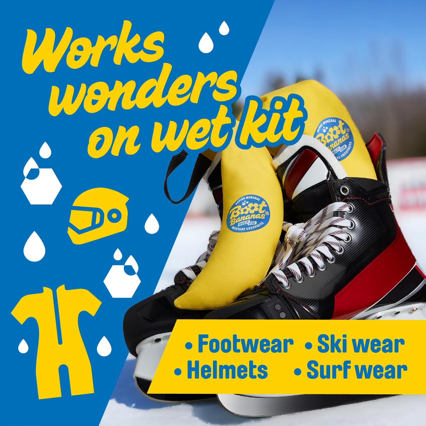 Boot Bananas Shoe Moisture Absorber | Long-Lasting, Reusable Sports Shoe Drying Inserts Without Heat or Electricity | Eco-Conscious | Drys Footwear in 4 to 6 Hours | 1 Pair