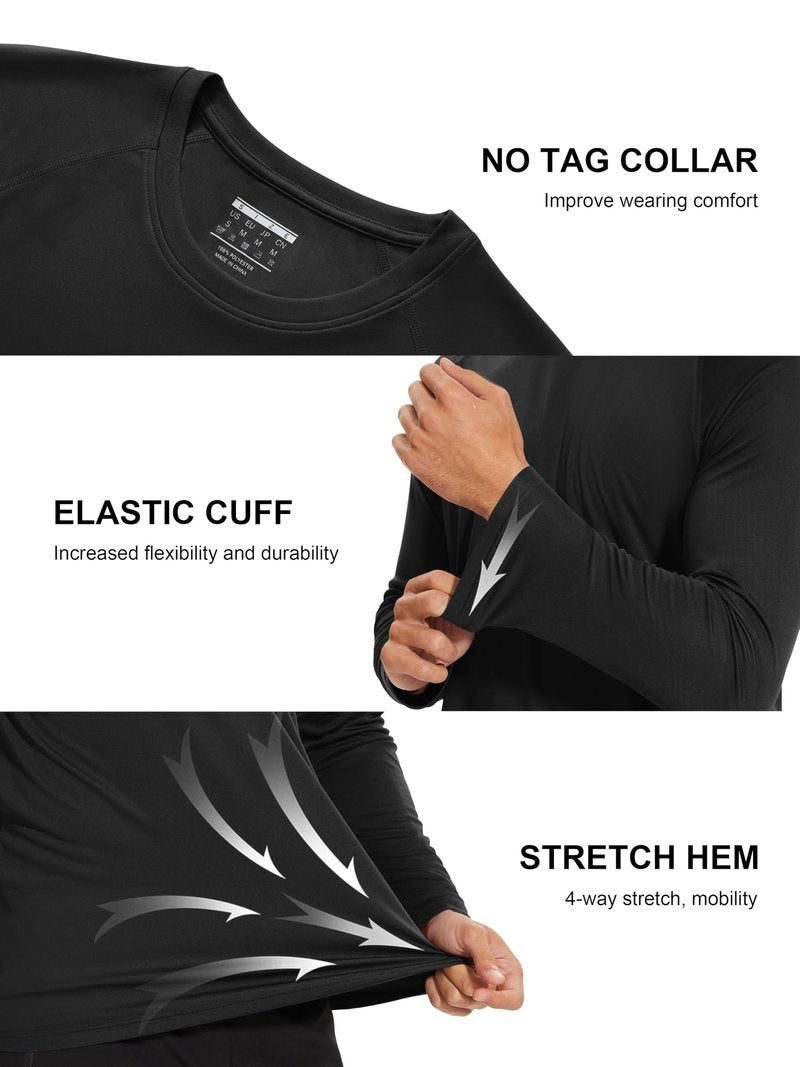MAGCOMSEN Shirts for Men Long Sleeve UV Shirts Sun Shirts Swim Shirt Rashguard Workout UPF 50 Shirts Black,3XL
