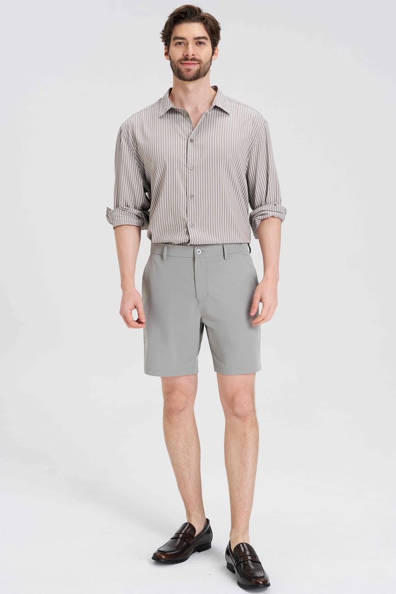 Men's Stretch Golf Shorts 9'' - Dress & Casual Business Travel | Quick-Dry, Lightweight Comfort Fit with Pockets Light Grey, 30W