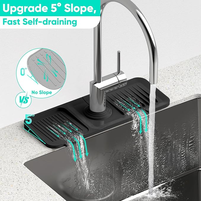 14.6'' Faucet Mat for Kitchen Sink Kitchen Sink Splash Guard Silicone Kitchen