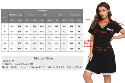 Uniexcosm Maternity Nursing Nightdress, Women's Short Sleeve Nightwear Soft Button Down Nightgown Stripe Sleepwear Maternity Pyjamas Nightshirt Light Grey