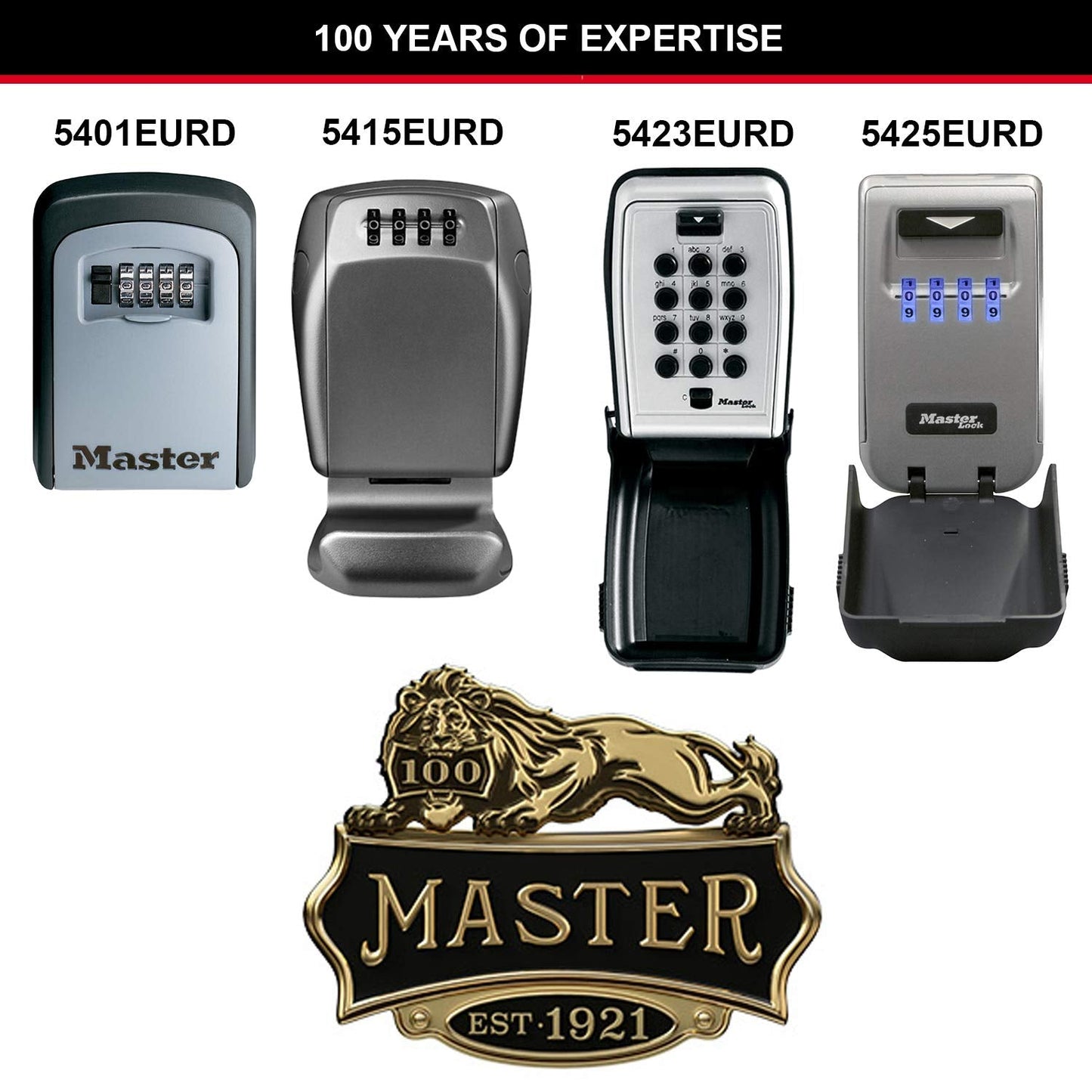 Master Lock Key Safe, 5401EURD, Wall Mounted, Medium, Strong Aluminium Weather Resistant Construction - Mounting Hardware Included