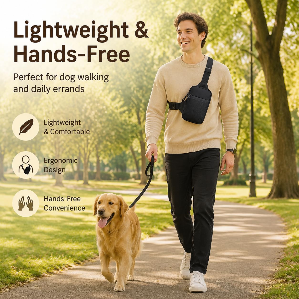 Simptech Mini Crossbody Sling Bag - Water-Resistant Dual Pocket Chest Pack - Lightweight Fanny Pack for Running, Travel & Everyday Workout