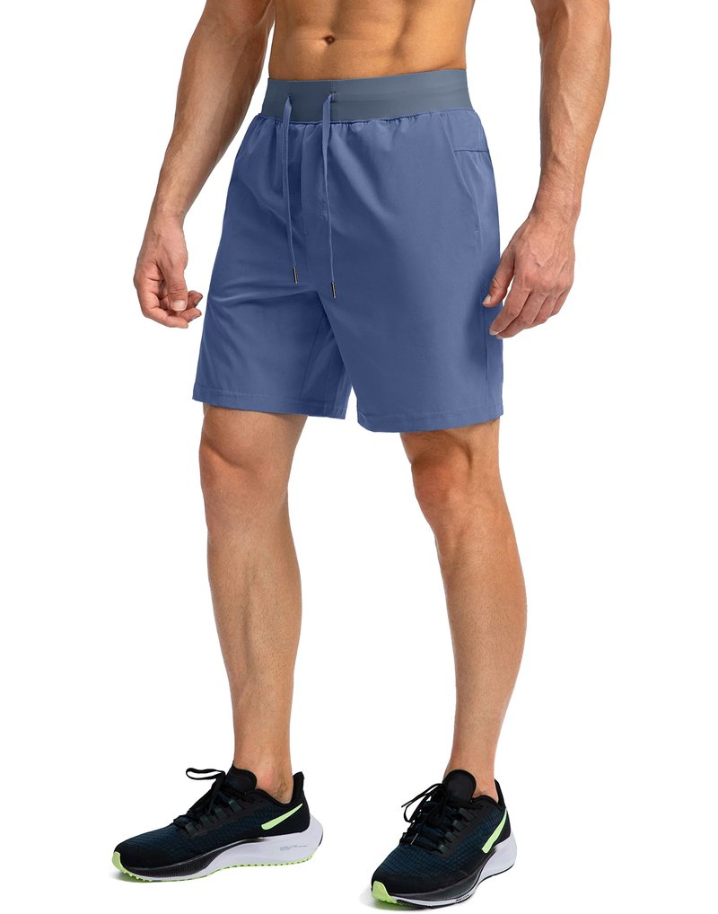 Soothfeel Men's Running Shorts with Zipper Pockets 7 Inch Lightweight Quick Dry Gym Athletic Workout Shorts for Men (Blue, S)