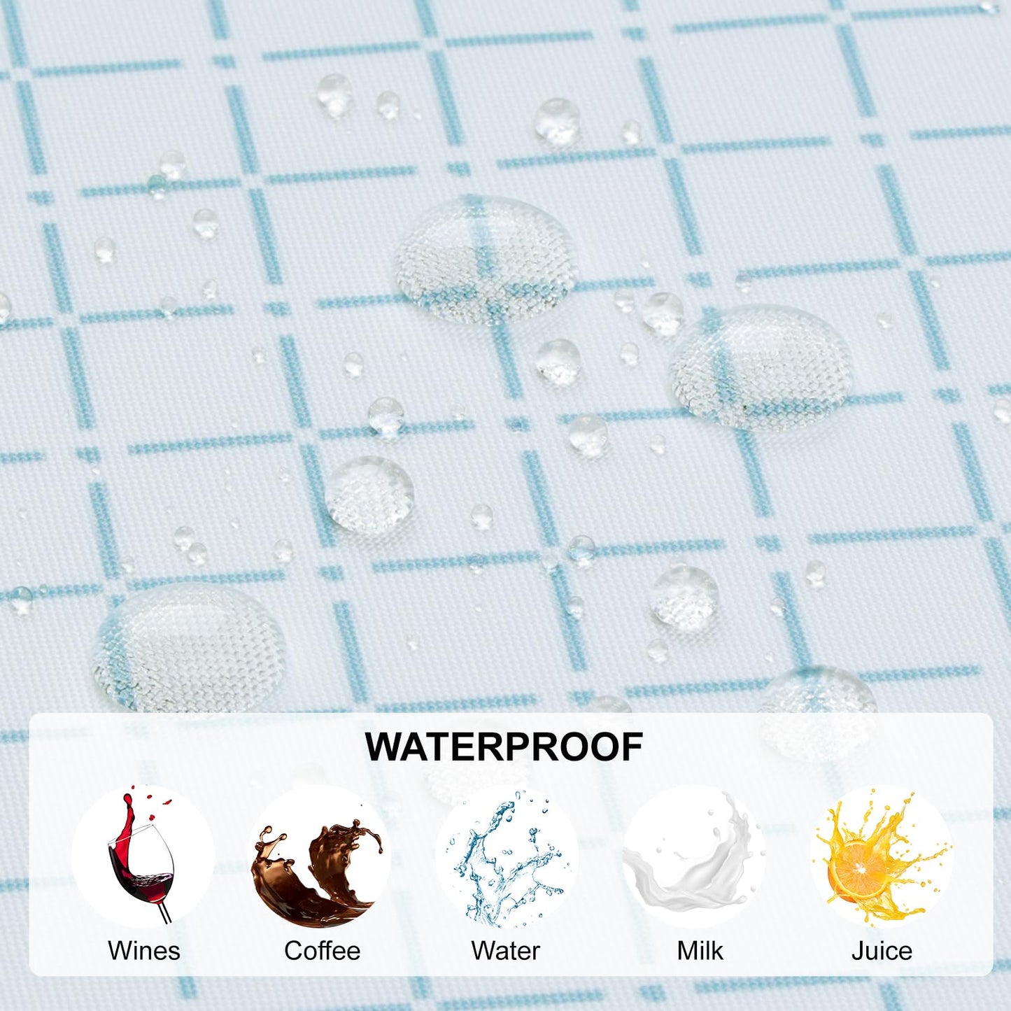 Arquiel Spring Summer Tablecloth 60×84 inch, Waterproof Blue Lemon Table Cloth Washable, Stain Resistant Cloth Table Cover for Party Picnic Dinner Decor (Lemon)