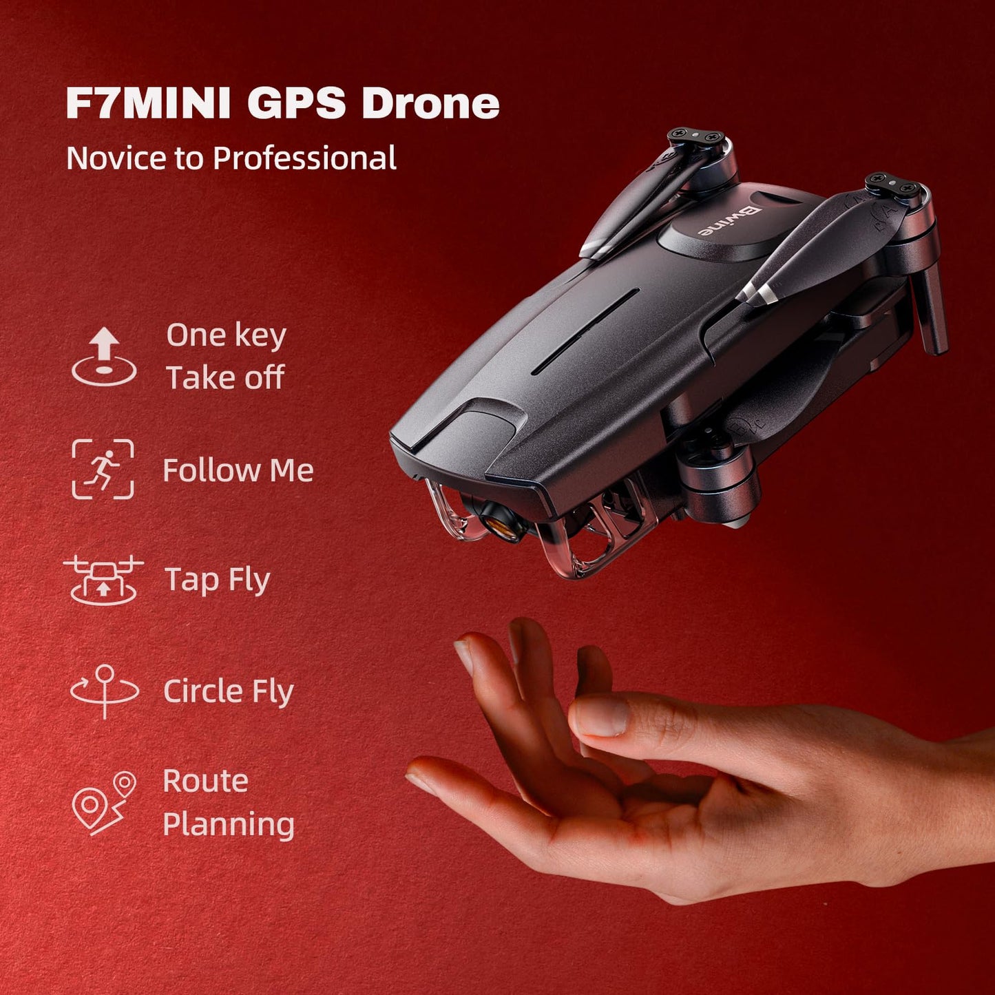 Bwine GPS Drone with Camera 4K UHD - F7MINI, Under 249g, 60-Min Flight Time, Auto Return, Follow Me, Waypoint Fly, Circle Fly, 5-Level Wind Resistance - Ideal for Adult Beginners