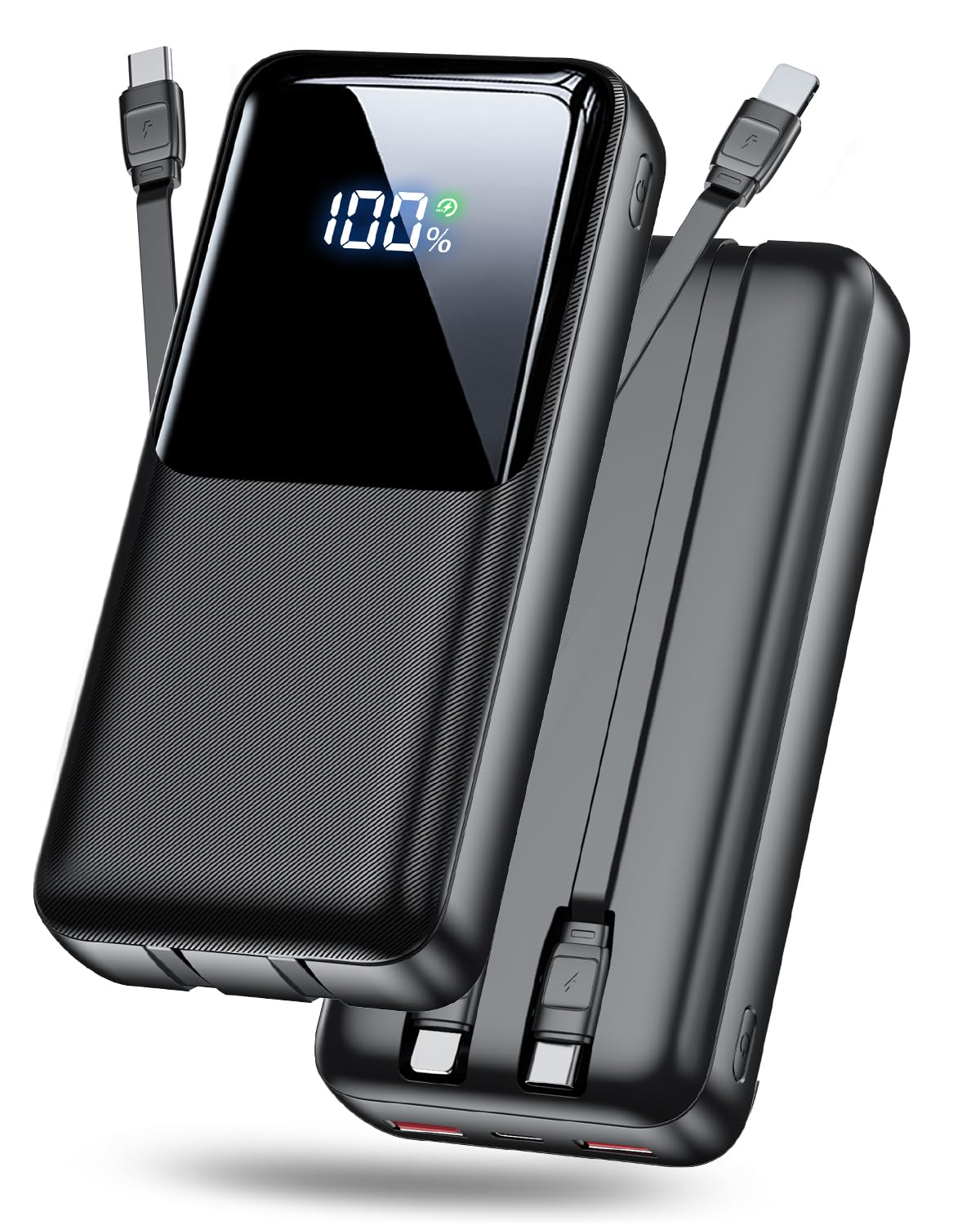 Portable Charger Power Bank - 15000mAh Fast Charging Powerbank Travel Camping Essential Battery Pack with Built in 22.5W Output Cable Compatible with iPhone 17 16 15 14 13 Samsung Google iPad, 1 Pack