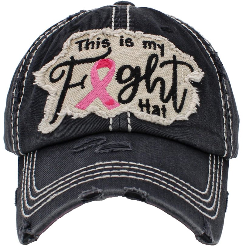 KBETHOS KBV-1182 BLK Pink Ribbon Breast Cancer Awareness Fight Hope Vintage Baseball Cap Hat Women Cotton Adjustable