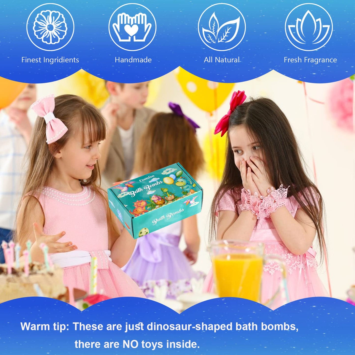 Bath Bombs for Kids - XL Dino Eggs Bath Bomb with Surprise Toys Inside, Kids Bath Bomb Gift Set, Natural Bubble Bath, Dinosaur Bathbombs Birthday Gift for Boys Girls