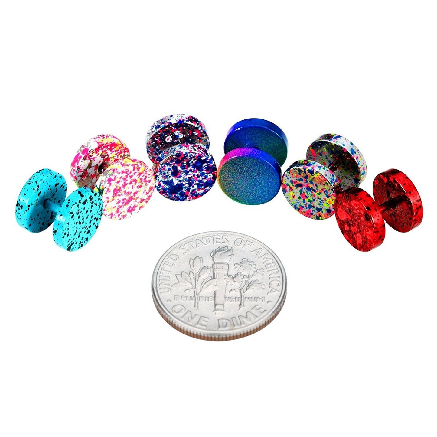 JewelrieShop Fake Plugs Faux Gauges Plugs Earring for Men Stainless Steel Studs Circle Flat Back Cheater Illusion Tunnel Dumbbell Earrings Ear Plugs Women(16G,6-12 Pieces,10mm)