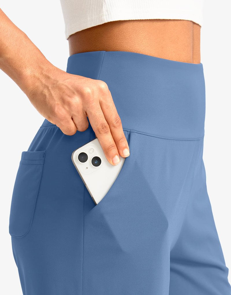 G Gradual Women's Bermuda Long Shorts with Pockets 9" High Waisted Knee Length Shorts for Women Walking Athletic Workout(Light Blue,XXL)