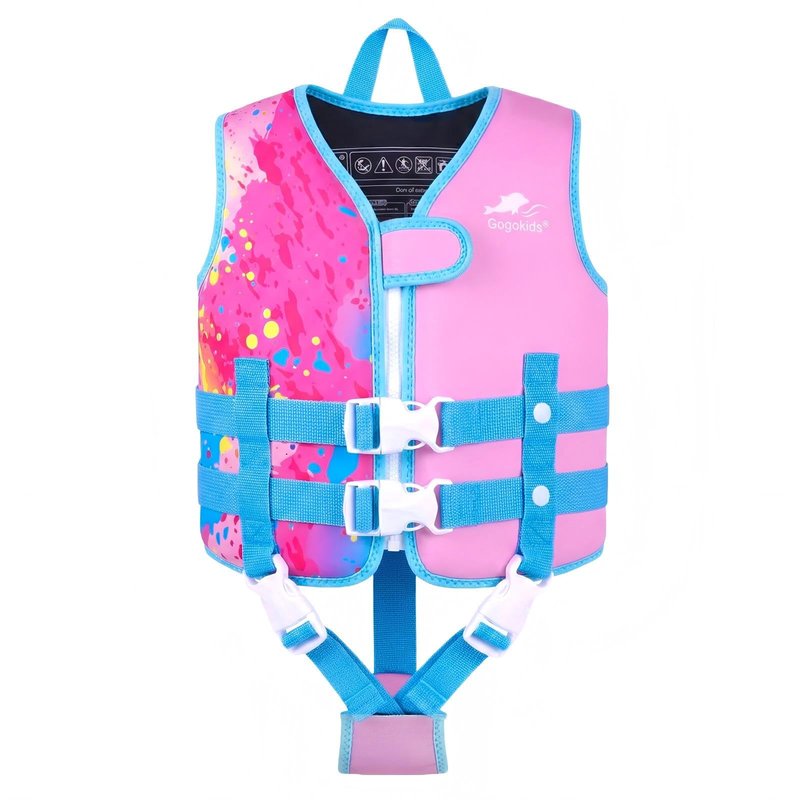 Gogokids Swim Vest for Toddler & Kid 1-2-3-4-5, Adjustable Buoyancy Swimming Vest for Kid Learn to Swim, Toddler Floaty with Removeable Floats and Dual Safety Straps Buoyancy Aid for Pool Beach Puddle