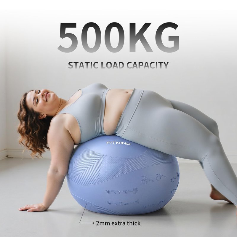 FITMIND Extra Thick Yoga Ball with Training Instruction, Anti-Burst Slip Resistant Exercise Ball with Pump for Pilates,Physical Therapy,Pregnancy Stability,Birthing Ball 22in 26in 30in