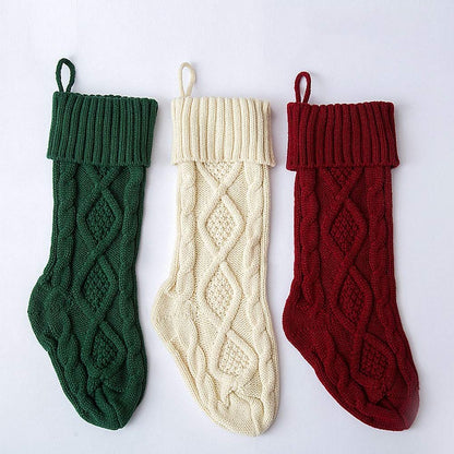 Meiosuns Christmas Stockings Cable Knit Stocking Christmas Decorations Goodie Bags Gift Fireplace Xmas Tree Stocking Ornaments for Holiday Family Friends (Green, Length 18",Pack of 1)