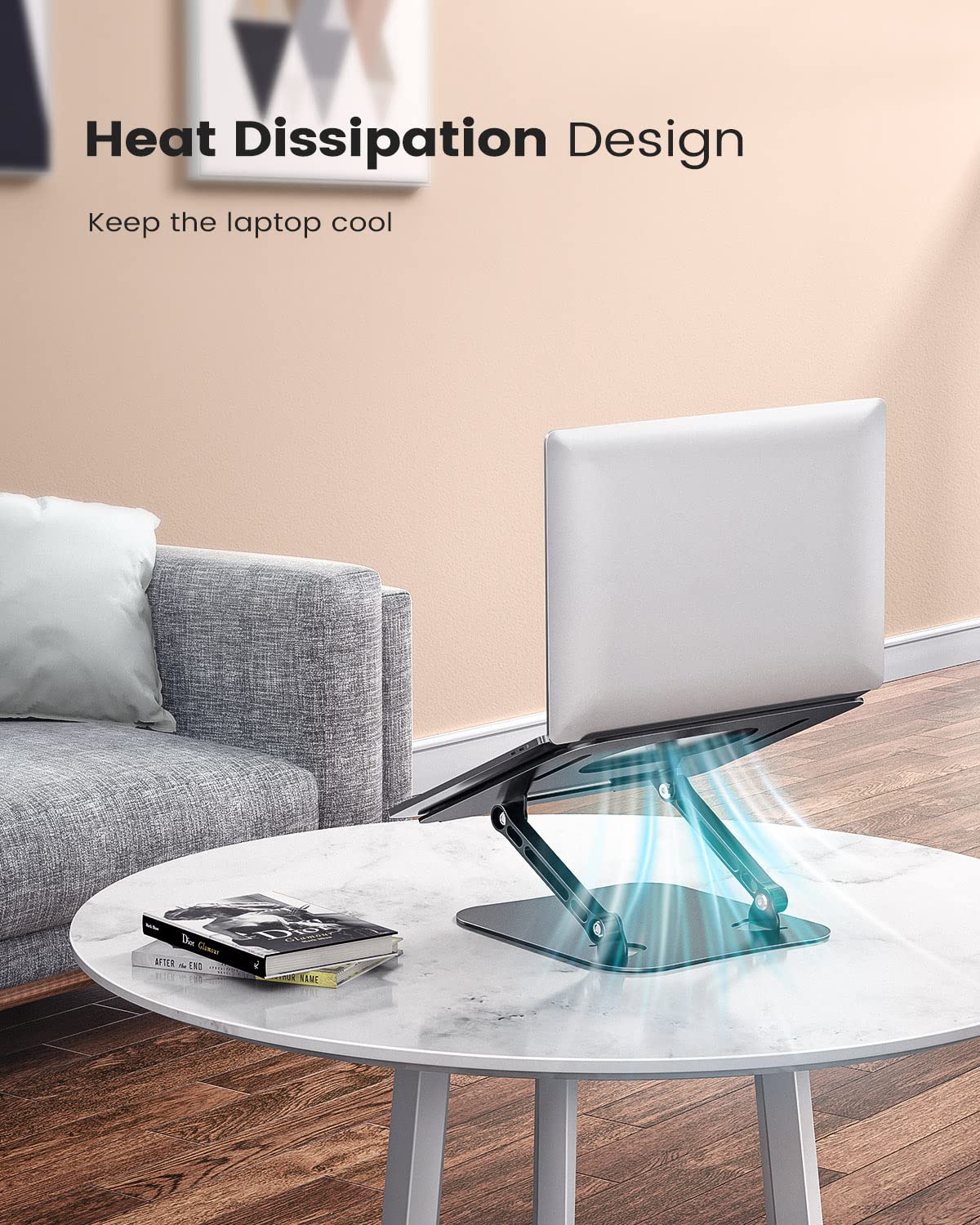 JOIOT Laptop Stand, Adjustable Laptop Stand for Desk, Aluminum Computer Stand Portable Laptop Riser, Foldable Laptop Holder for Mac HP ASUS Acer Surface ThinkPad Dell Lenovo