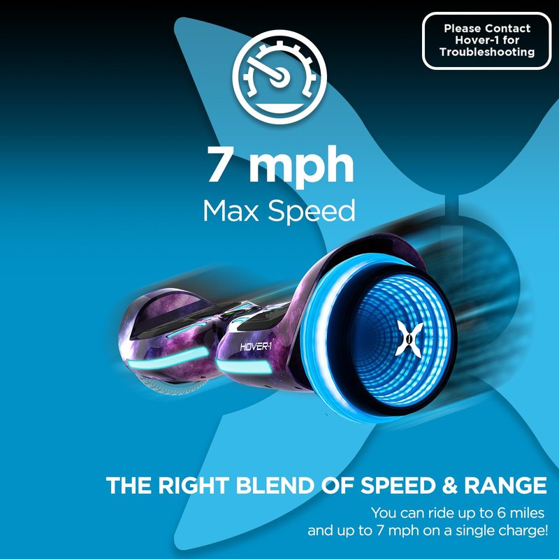 Hover-1 i100 Electric Self Balancing Scooter - 7MPH Top Speed, 6 Mile Range, 5HR Full-Charge, Built-In Bluetooth Speaker, Rider Modes: Beginner to Expert