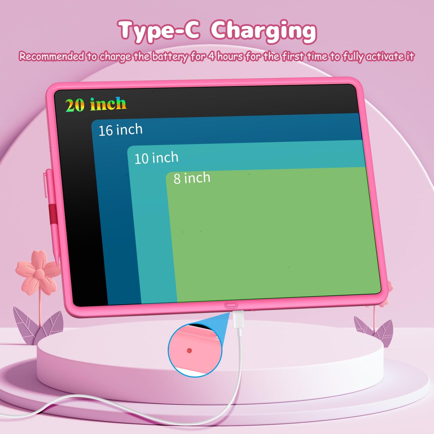 20 Inch LCD Writing Tablet for Kids, Children's Art Toys, Educational and Learning Drawing Kits, Birthday and Christmas Gifts for Boys and Girs Aged 3-12+, Pink
