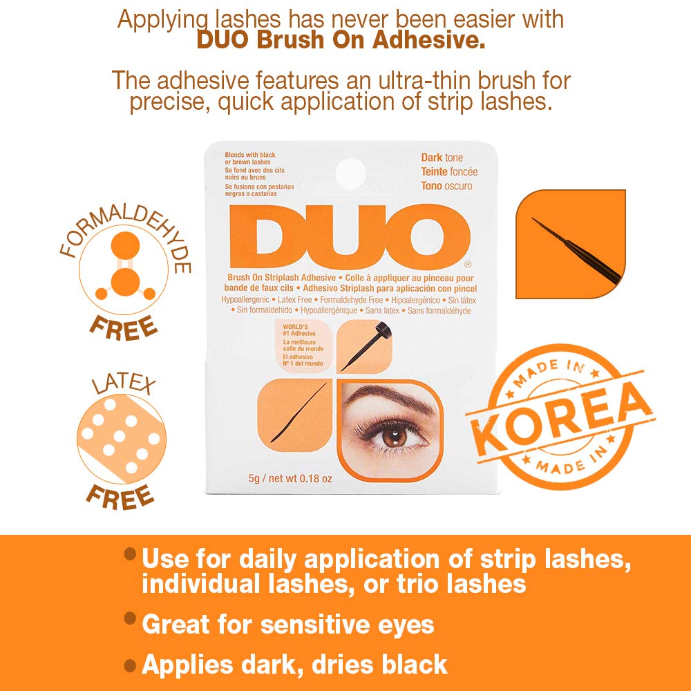 Duo Black Lash Glue, Striplash Adhesive, Latex Free, Rapid Dry, Easy Use, Dries Dark, False Eyelash Glue, All-Day Wear, Sets in Seconds, Strong Hold, Water-Resistant, 5 g, (Pack of 1)