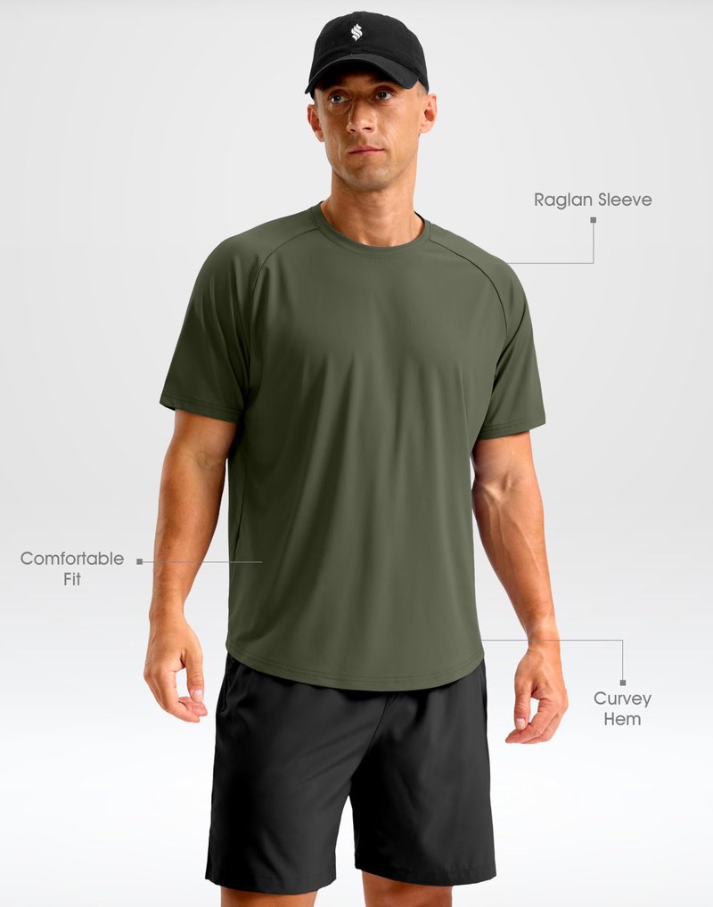 Soothfeel Mens Workout Shirts Quick Dry Athletic Running T-Shirts Short Sleeve Cooling Moisture Wicking Gym Active Tee Tops Olive XL