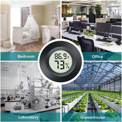 2 Pack Mini Digital Hygrometer Thermometer Gauge, Indoor Outdoor Temperature Humidity Meter for Greenhouse Humidors Incubators Reptile Terrarium Jars, Fahrenheit (℉) or Celsius(℃) (2)