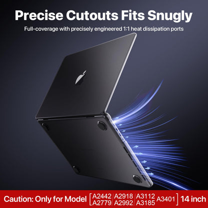 Soonjet for MacBook Pro 14 inch Case 2024-2021 M4 M3 M2 M1 Pro/Max [100% Match Official Color] A3401 A3112 A2992 A2918 A2779 A2442 Matte Cover Protective Hard Shell Case Laptop - Space Black Clear