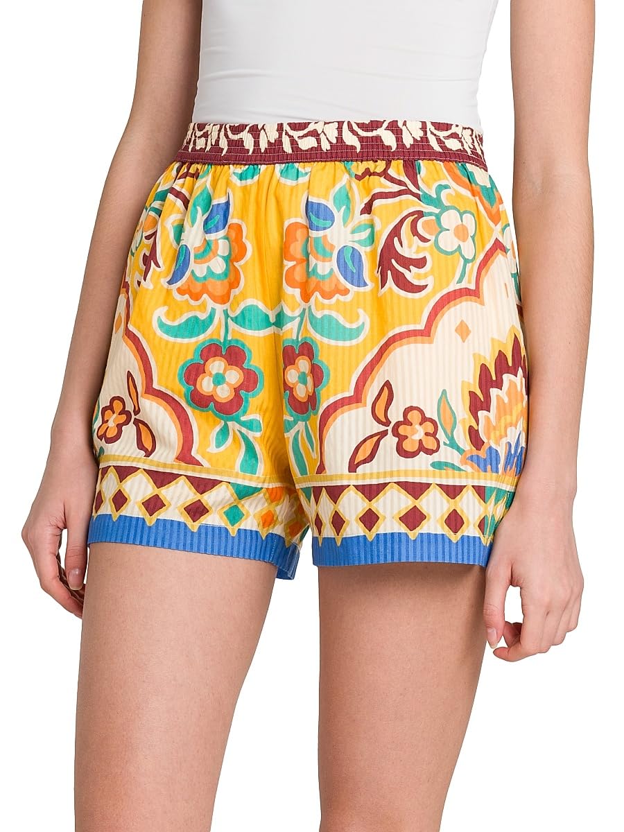 Etro, Tapestry Pull-On Shorts, X-Small, Printed Yellow Base