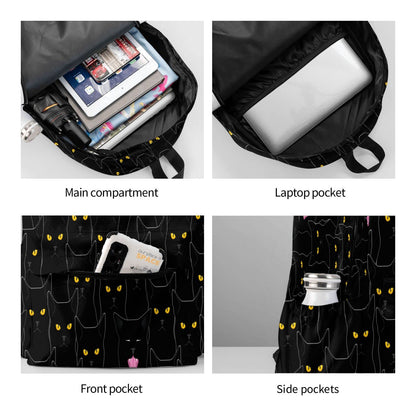 famliihw Black Cat Backpack Bookbag Laptop Backpacks Multipurpose Daypack for Boys Girls School Men Women Travel Hiking