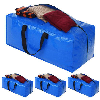 4 Pack Heavy Duty Extra Large Moving Bags Storage Tote - Strong Handles& Backpack Straps - Space Saving Storage Bags Alternative to Moving Boxes and Bins,Compatible with Ikea Frakta Cart, Blue