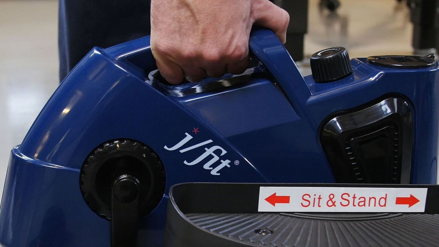 JFIT Under Desk and Stand Up Mini Elliptical/Stepper w/Adjustable Angle, Navy/Black