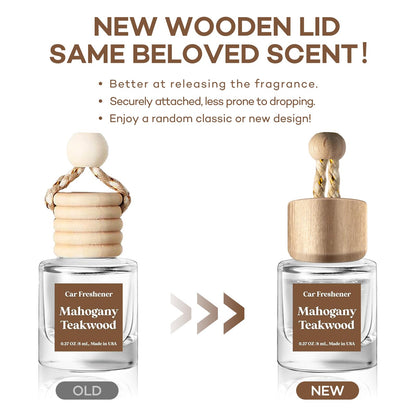 Car Air Freshener Hanging 2 Pack,Mahogany Teakwood Essential Oil Diffuser for Car, Car Air Freshener Cute, 45+ days Long Lasting Air Freshener for Car And Women, car accessories Made in USA